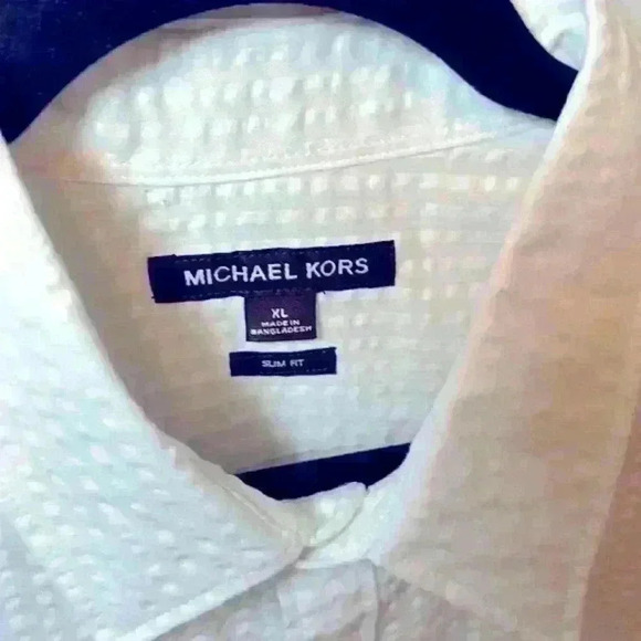 Michael Kors NWT White Short Sleeve Slim Fit 100% Cotton Textured Mens Size XL - Picture 5 of 13